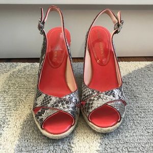 Audrey Brooke Snake Skin Wedges